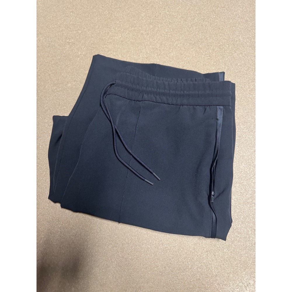 Athleta Wide Leg Pants size L Black Elastic Waist Drawstring Casual Women $89